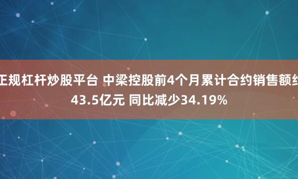 正规杠杆炒股平台 中梁控股前4个月累计合约销售额约43.5亿元 同比减少34.19%